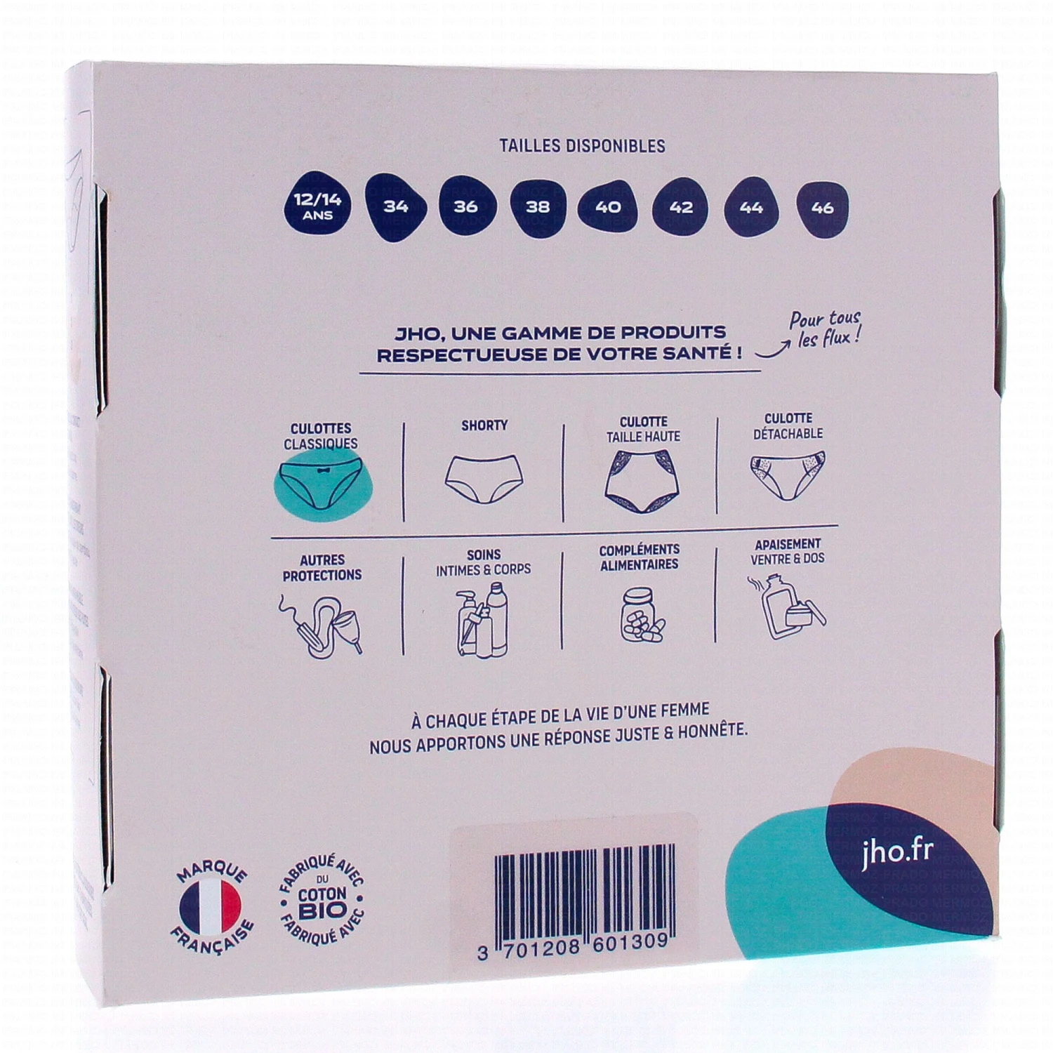 JHO Culotte Menstruelle En Coton Bio Flux Moyen T42 2 JHO Culotte Menstruelle En Coton Bio Flux Moyen T42 – Image 2