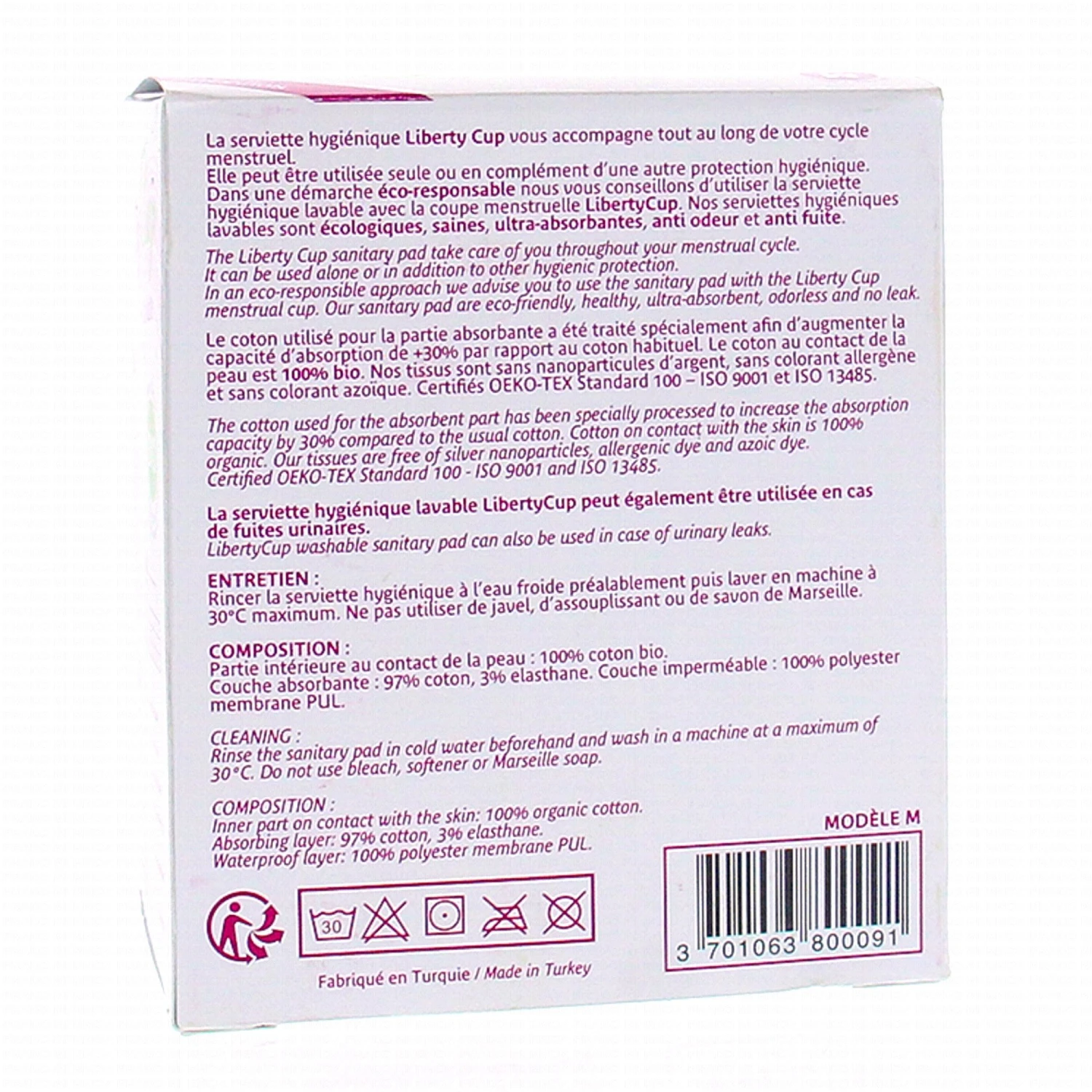 LIBERTY CUP Serviette Hygiénique Lavable Taille M Lot De 2 2 LIBERTY CUP Serviette Hygiénique Lavable Taille M Lot De 2 – Image 2