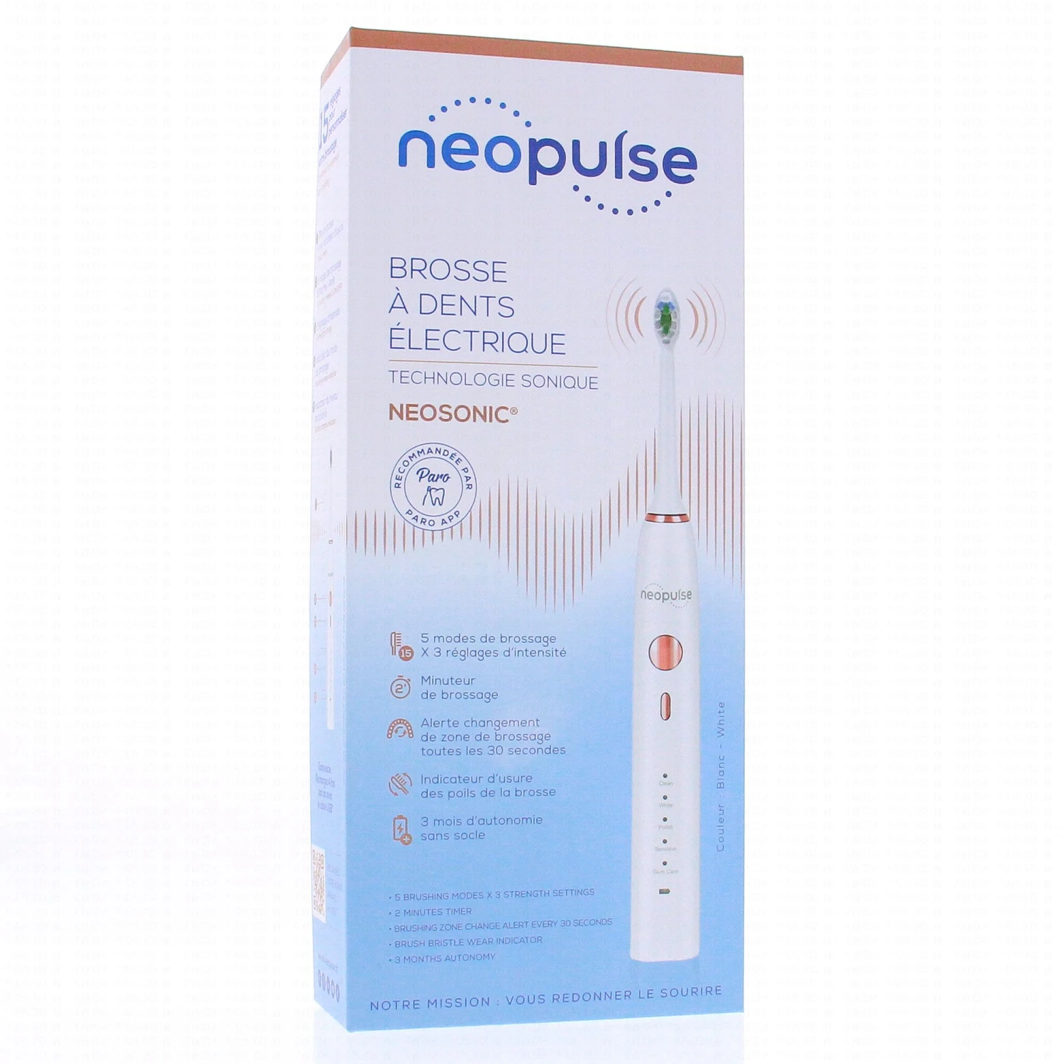 NEOPULSE Neosonic - Brosse à Dents électrique Blanche 1 NEOPULSE Neosonic - Brosse à Dents électrique Blanche