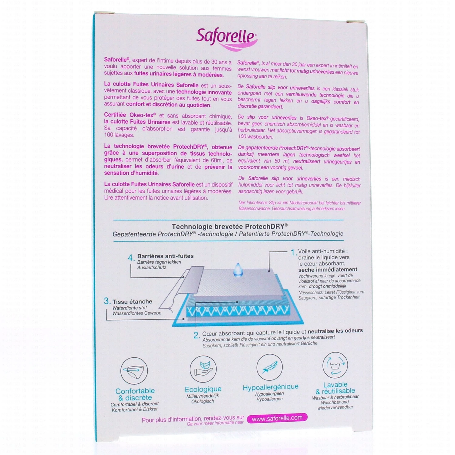 SAFORELLE Culotte Fuites Urinaires Légères à Modérées 2 SAFORELLE Culotte Fuites Urinaires Légères à Modérées – Image 2