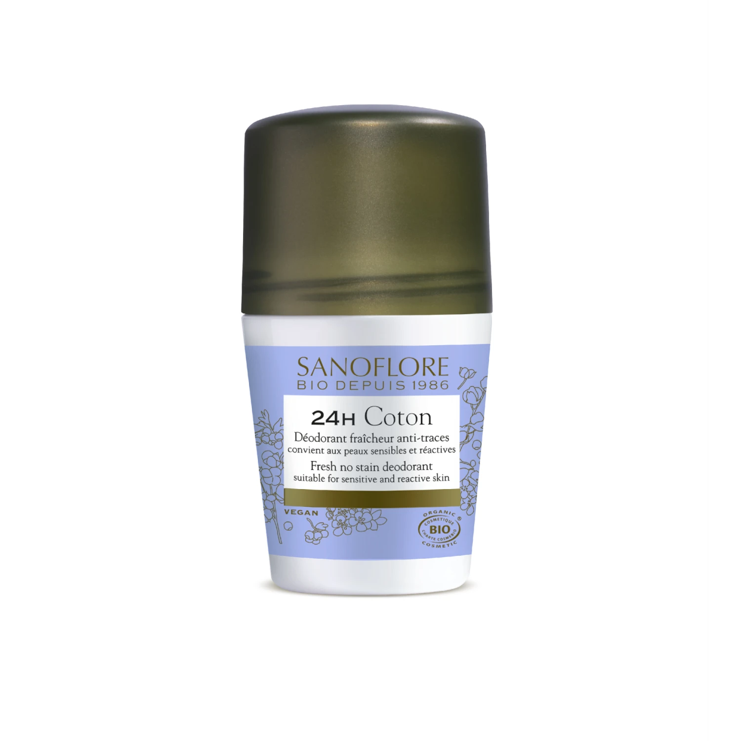 SANOFLORE Coton Déodorant Bio Roll On 50ml 2 SANOFLORE Coton Déodorant Bio Roll On 50ml – Image 2
