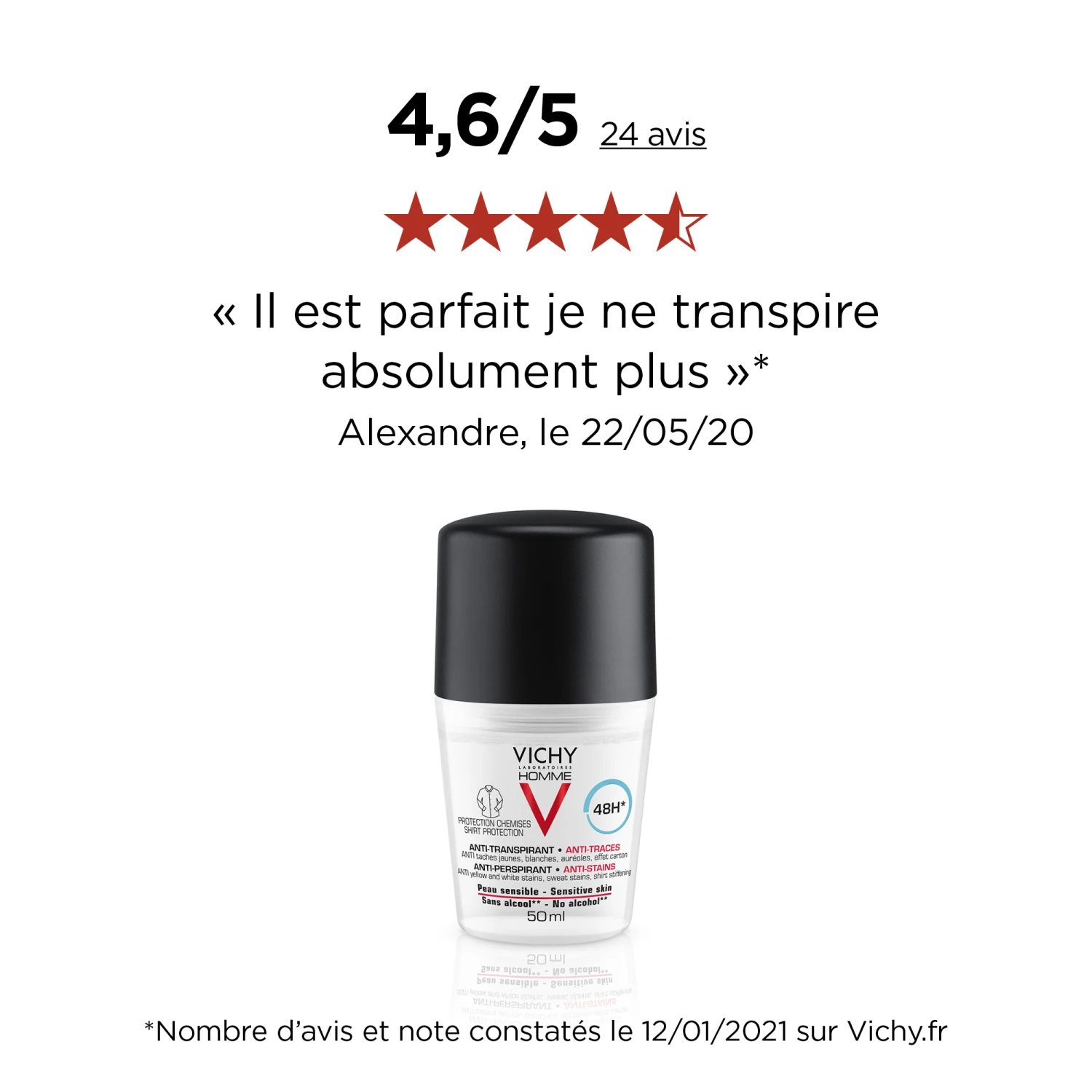 VICHY HOMME Déodorant Anti-transpirant 48h Lot De 2 X50ml 3 VICHY HOMME Déodorant Anti-transpirant 48h Lot De 2 X50ml – Image 3